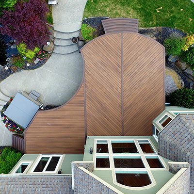 Custom curved deck in Spokane, Washington