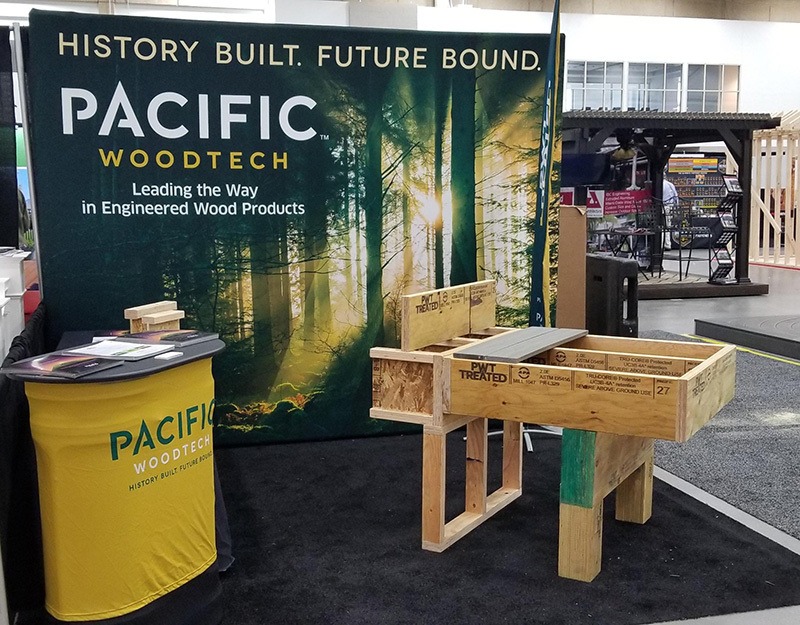 Pacific Woodtech Treated LVL lumber for decks and decking boards at tradeshow