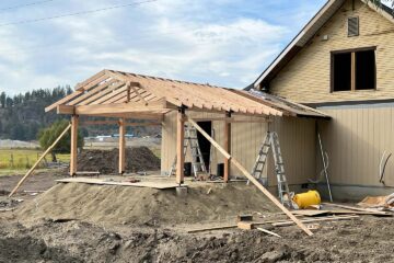 Roof cover addition with composite shingles.